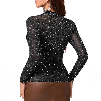 meltthelady　mm sheer tops Sheer Mesh Metallic Top - Walmart Business Supplies